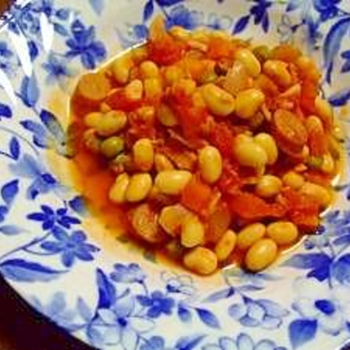 大豆の水煮から作る！　ツナと大豆のトマト煮込み　